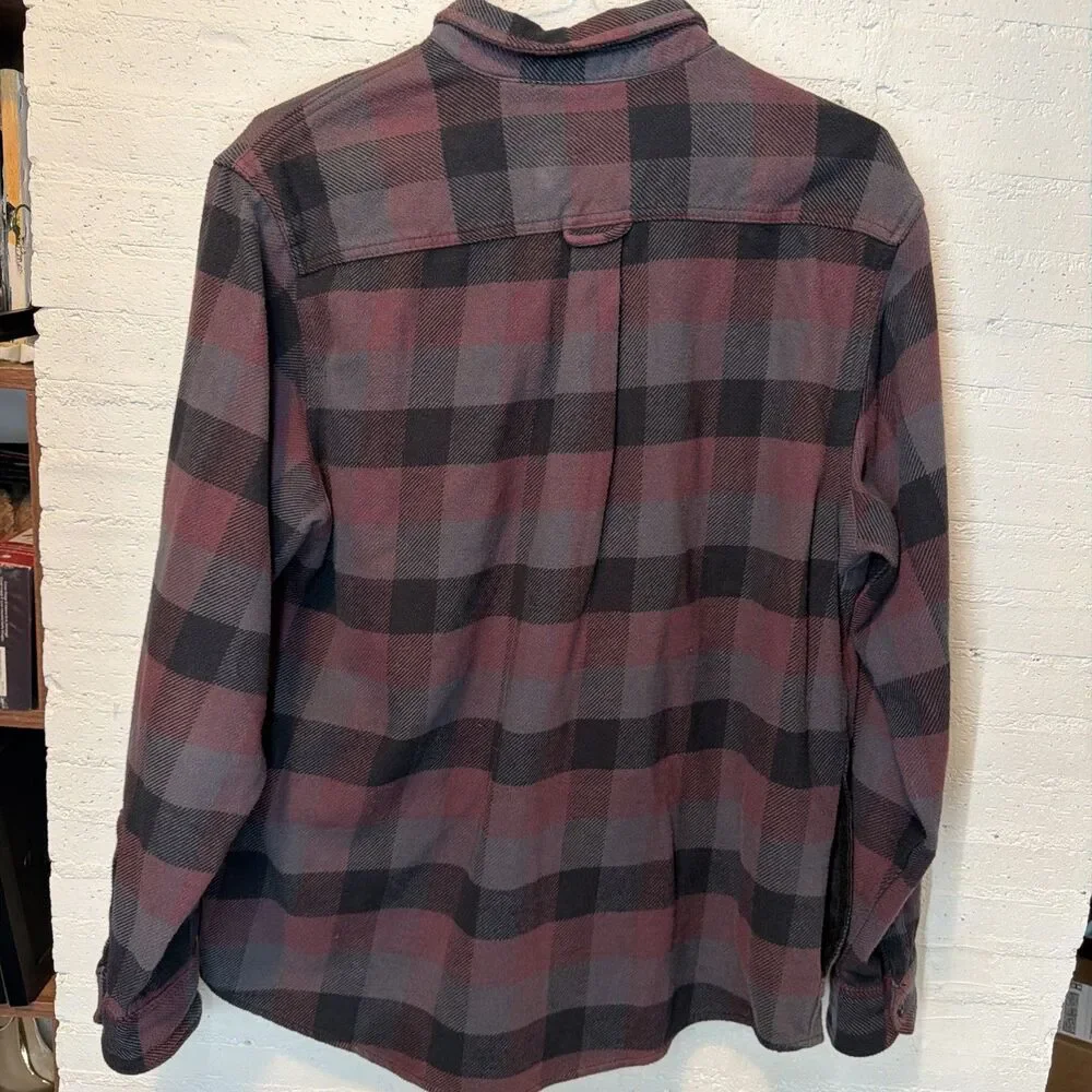 Orvis Big Bear Heavy Flannel Zinfandel Plaid Shacket Button Down L